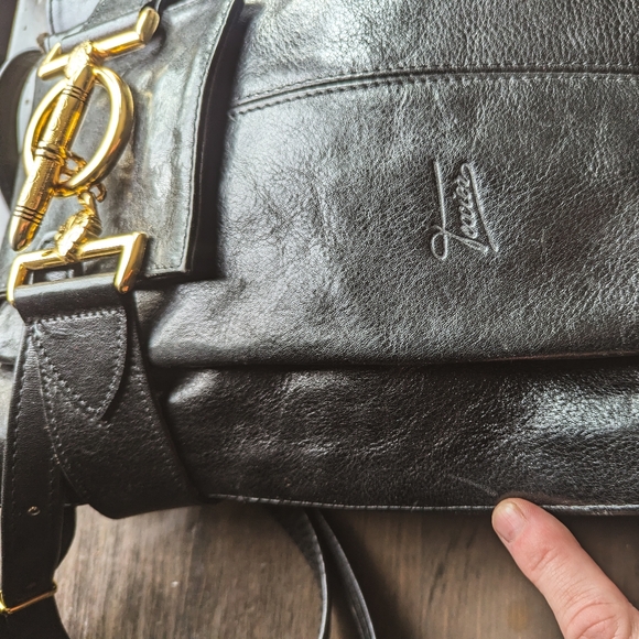 🇫🇷 RARE 1980s Luxury Texier ⚫ Leather Ring Buckle Crossbod Shoulder Bag France - Picture 11 of 16